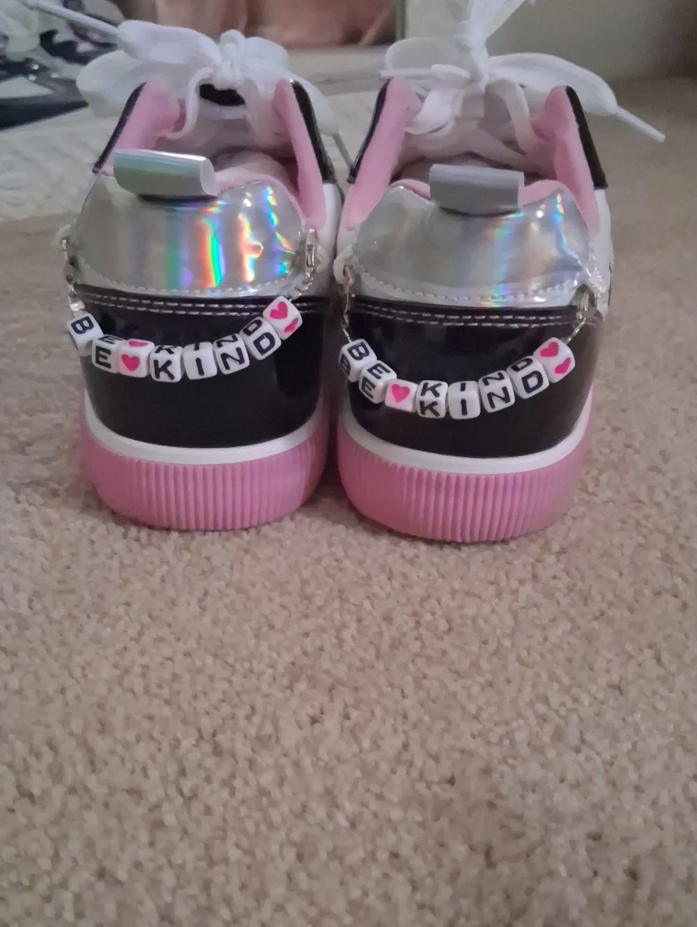 Hello Kitty Kids' Pink & Black Lace-Up Sneakers